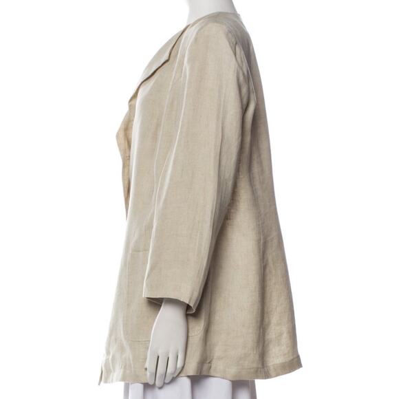 Marina Rinaldi Linen Blazer Women's Large Tan Beige Lightweight Lagenlook - Picture 2 of 7